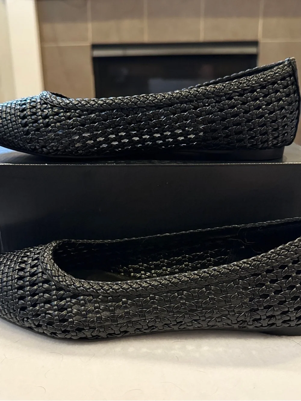 SM New York‎ Woven Flats Size 8.5 Black Pointed Toe Slip-on Classic Chic NEW